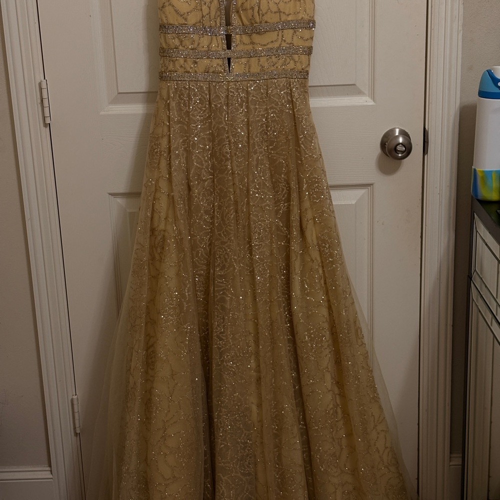 Stunning Gold Maxi Dress with Glittering Details
